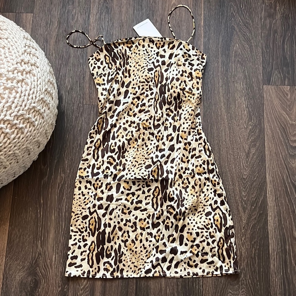ANINE BING Valentine Stretch Silk Mini Dress in Cheetah Print - Picture 3 of 7